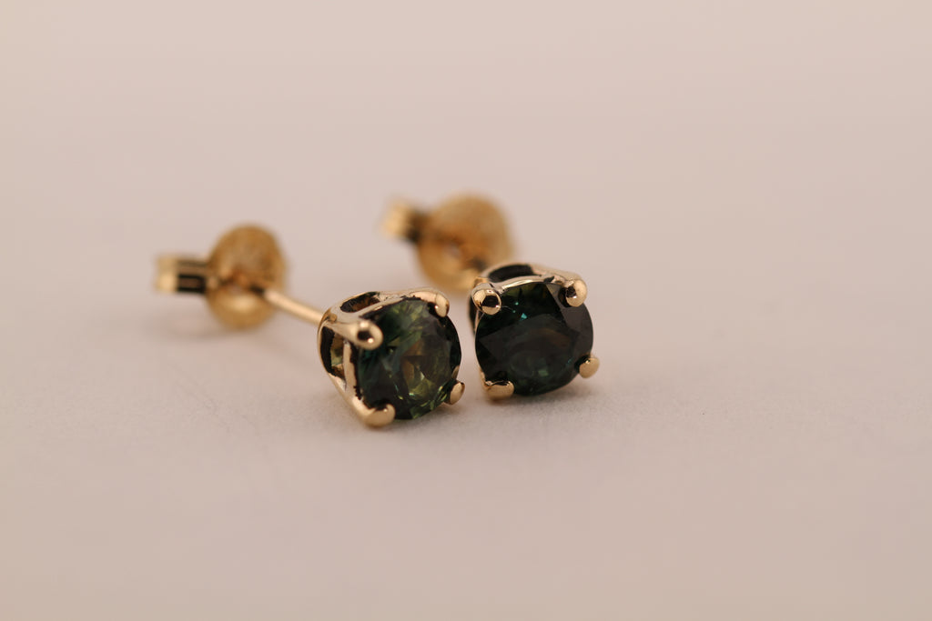 Australian Sapphire and gold stud earrings