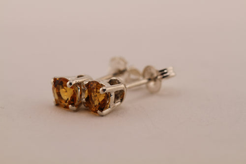 Handmade Sterling Silver with Citrine Stud Earrings