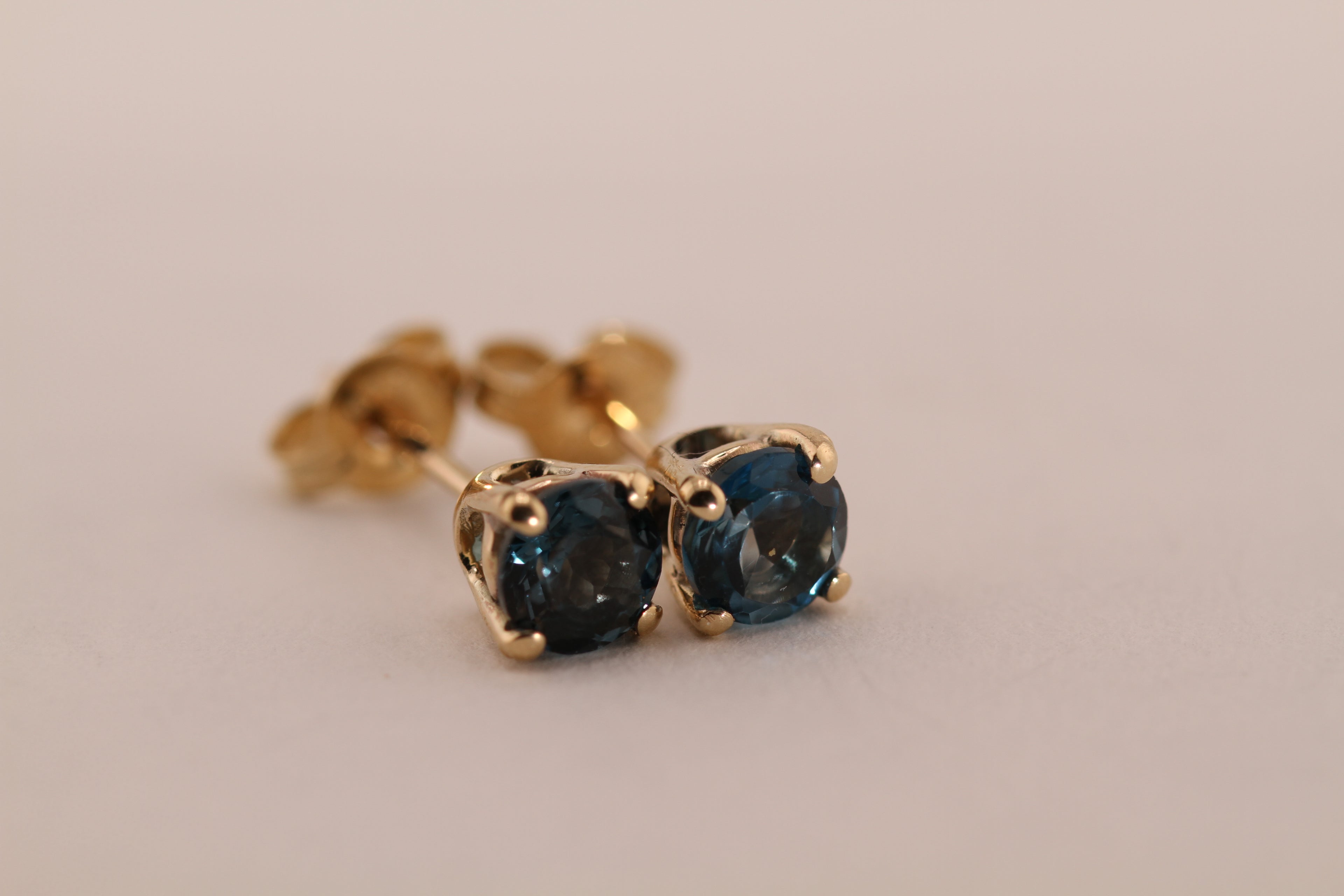 Gold with London Blue Topaz Stud Earrings