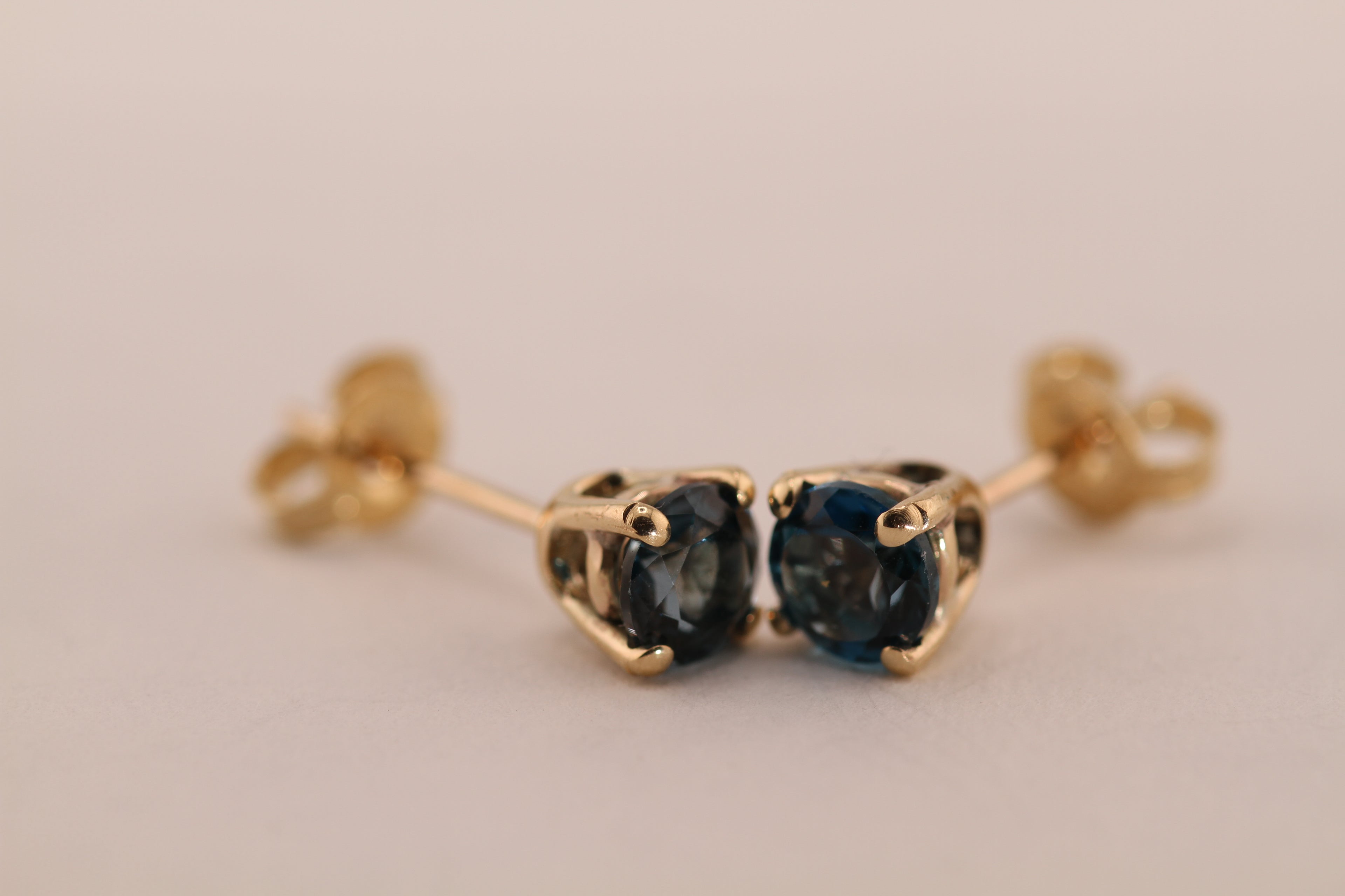 Gold with London Blue Topaz Stud Earrings