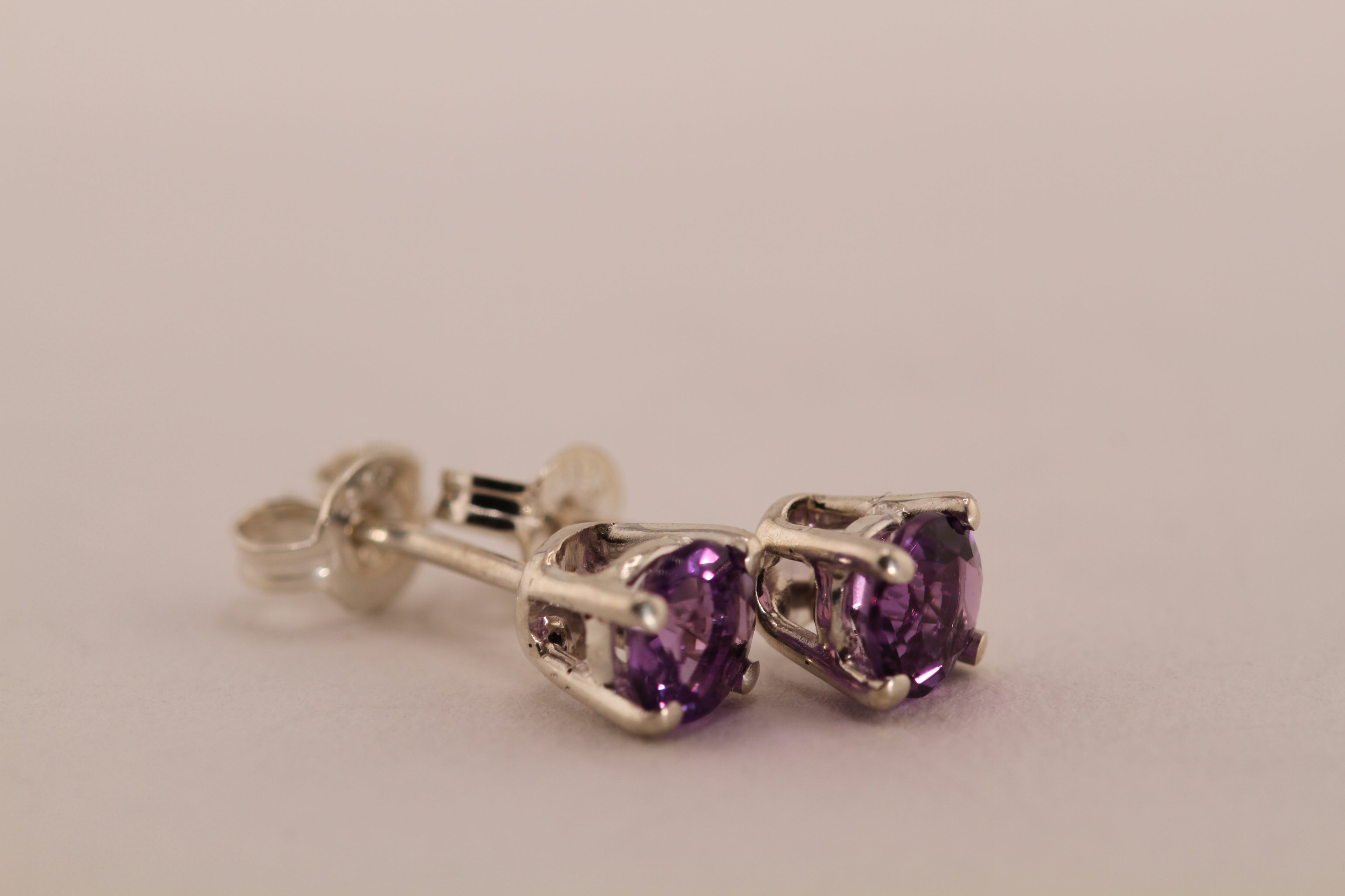 Amethyst and Sterling Silver stud earrings