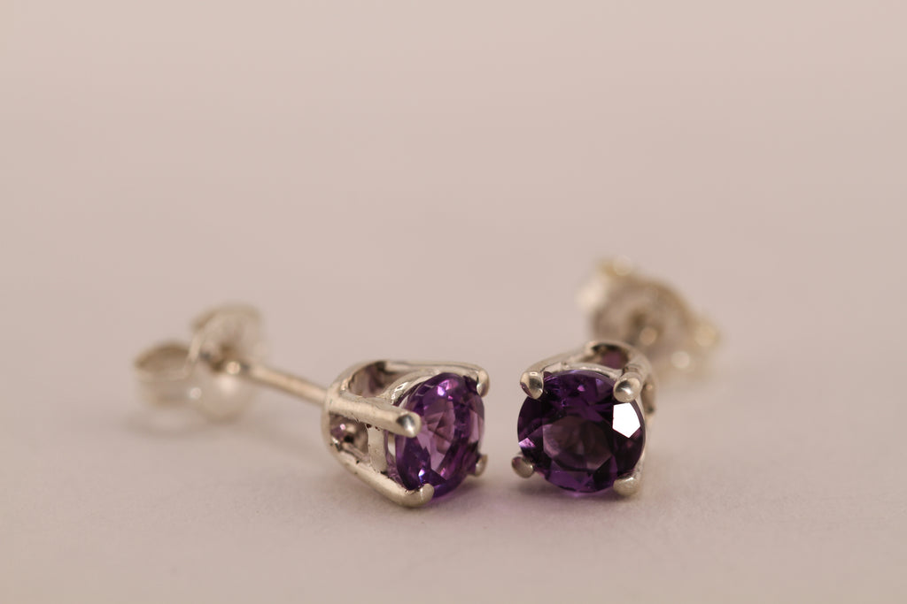 Amethyst and Sterling Silver stud earrings