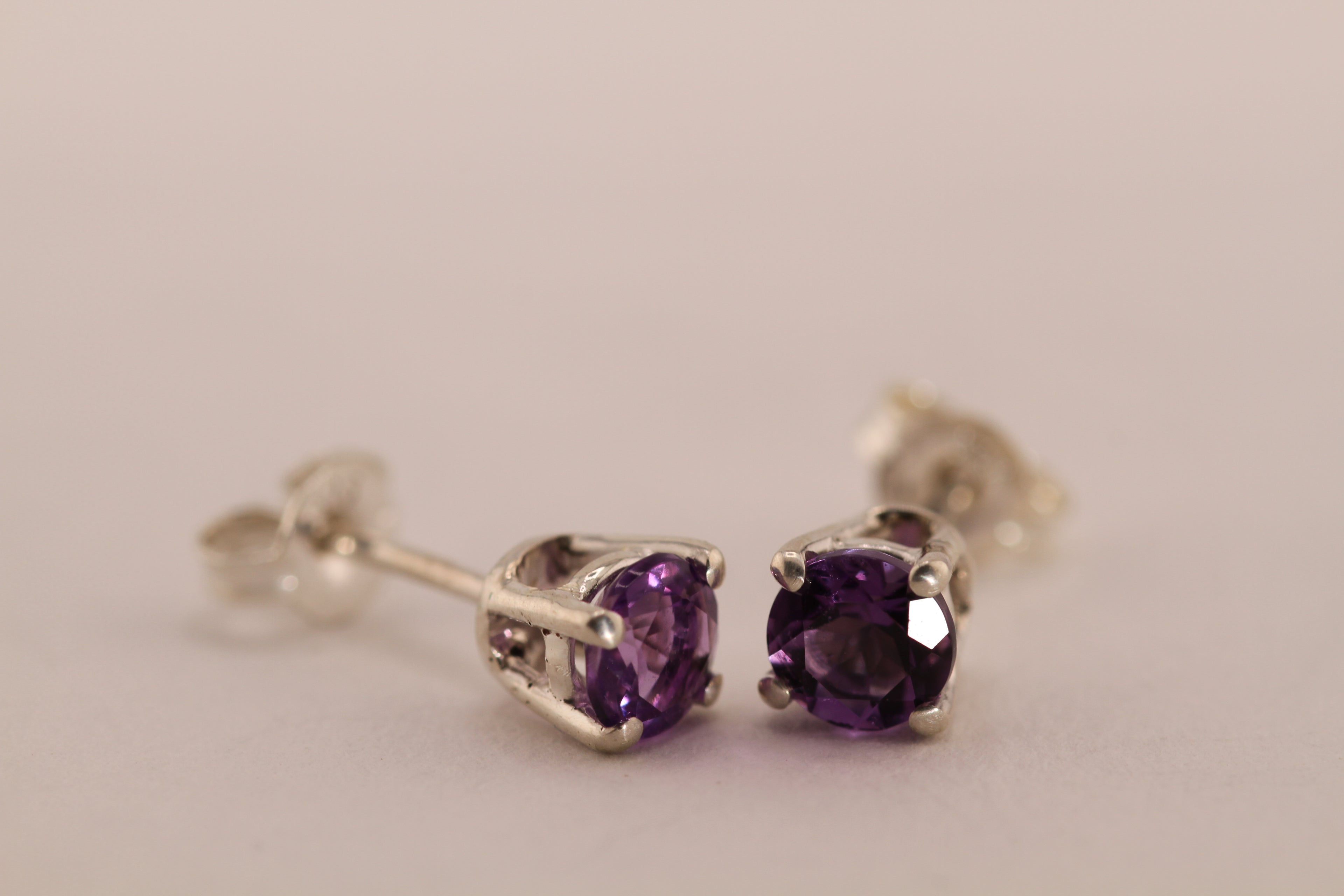 Amethyst and Sterling Silver stud earrings
