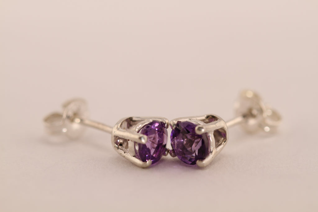 Amethyst and Sterling Silver stud earrings