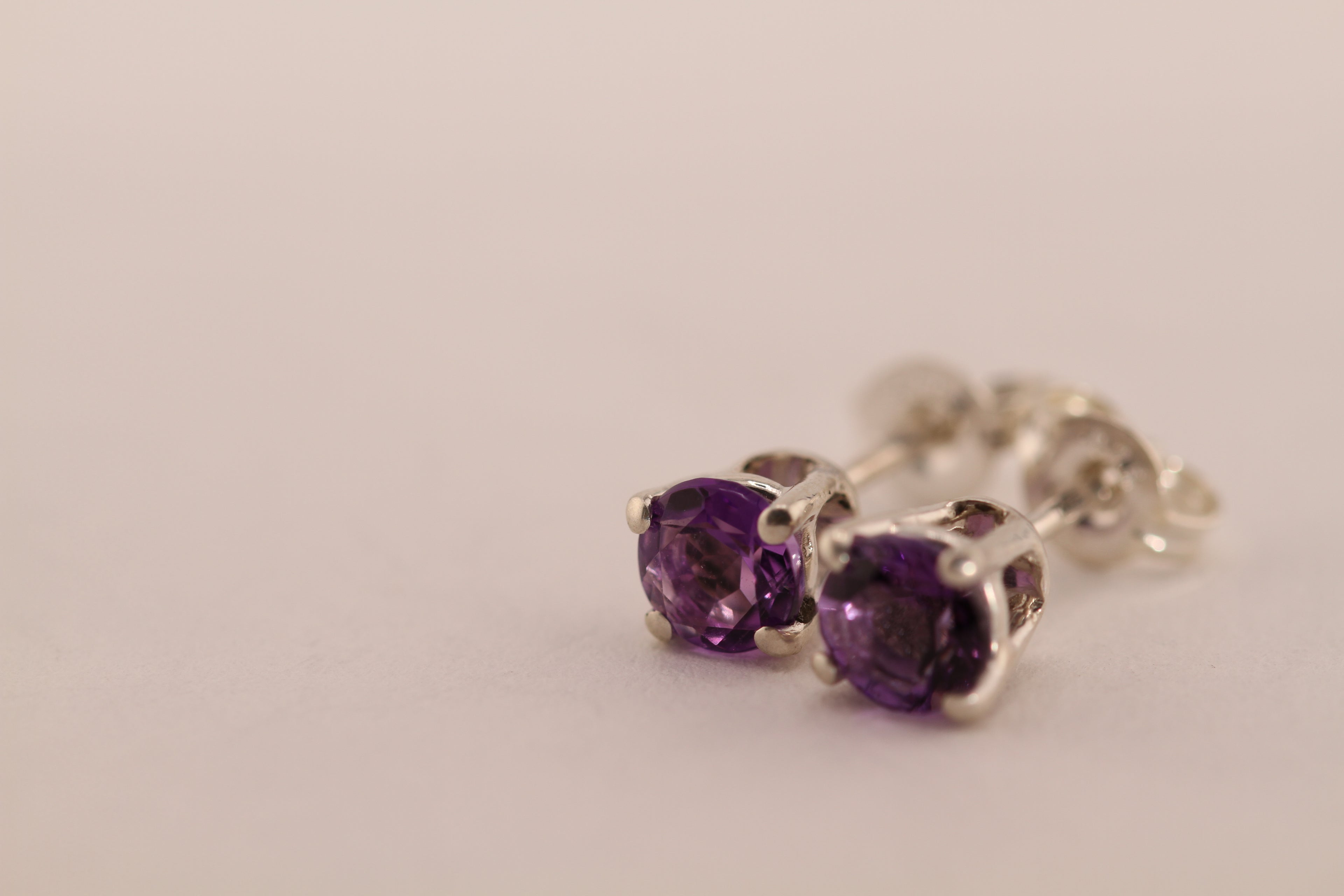 Amethyst and Sterling Silver stud earrings