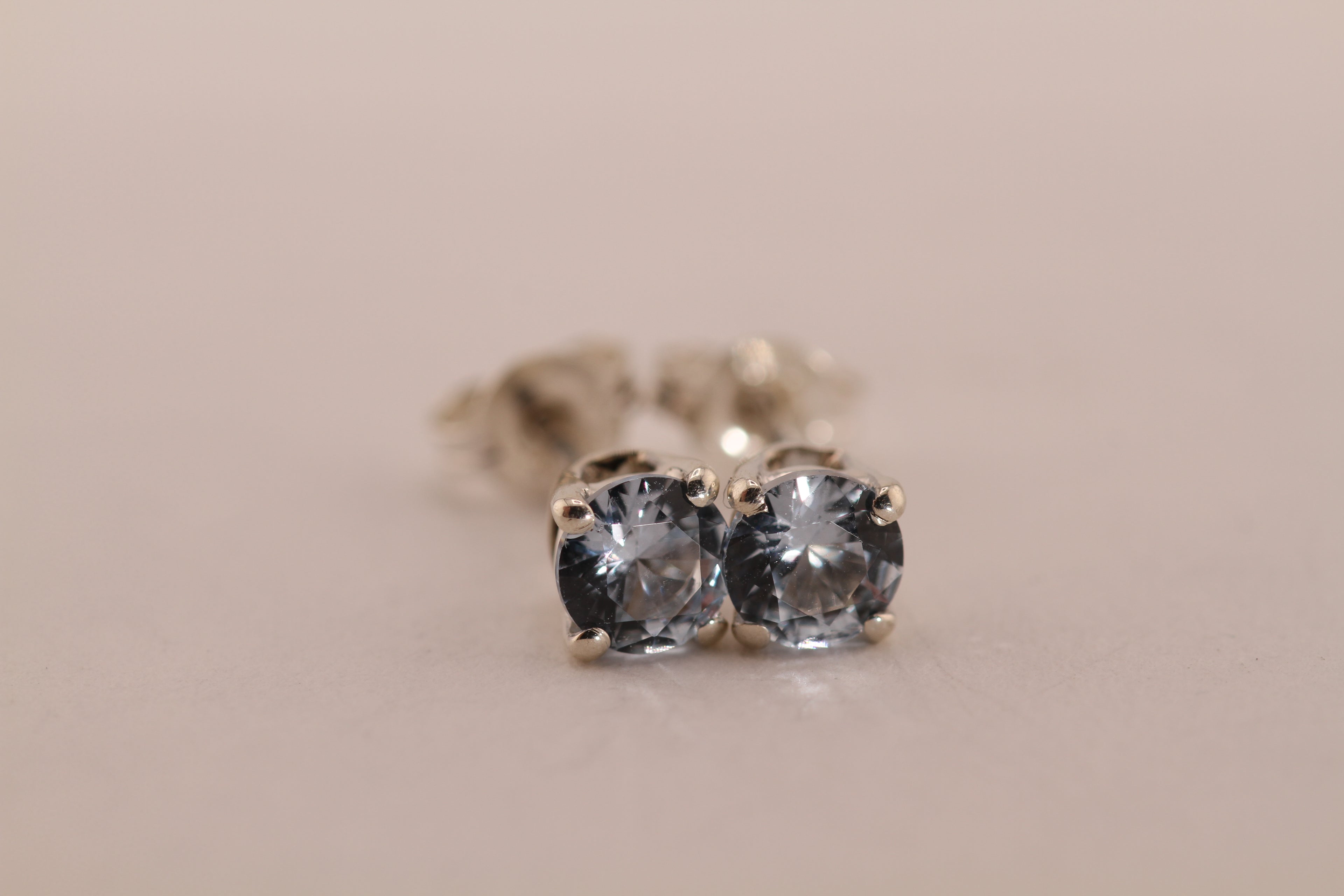Sterling Silver with Aquamarine stud earrings
