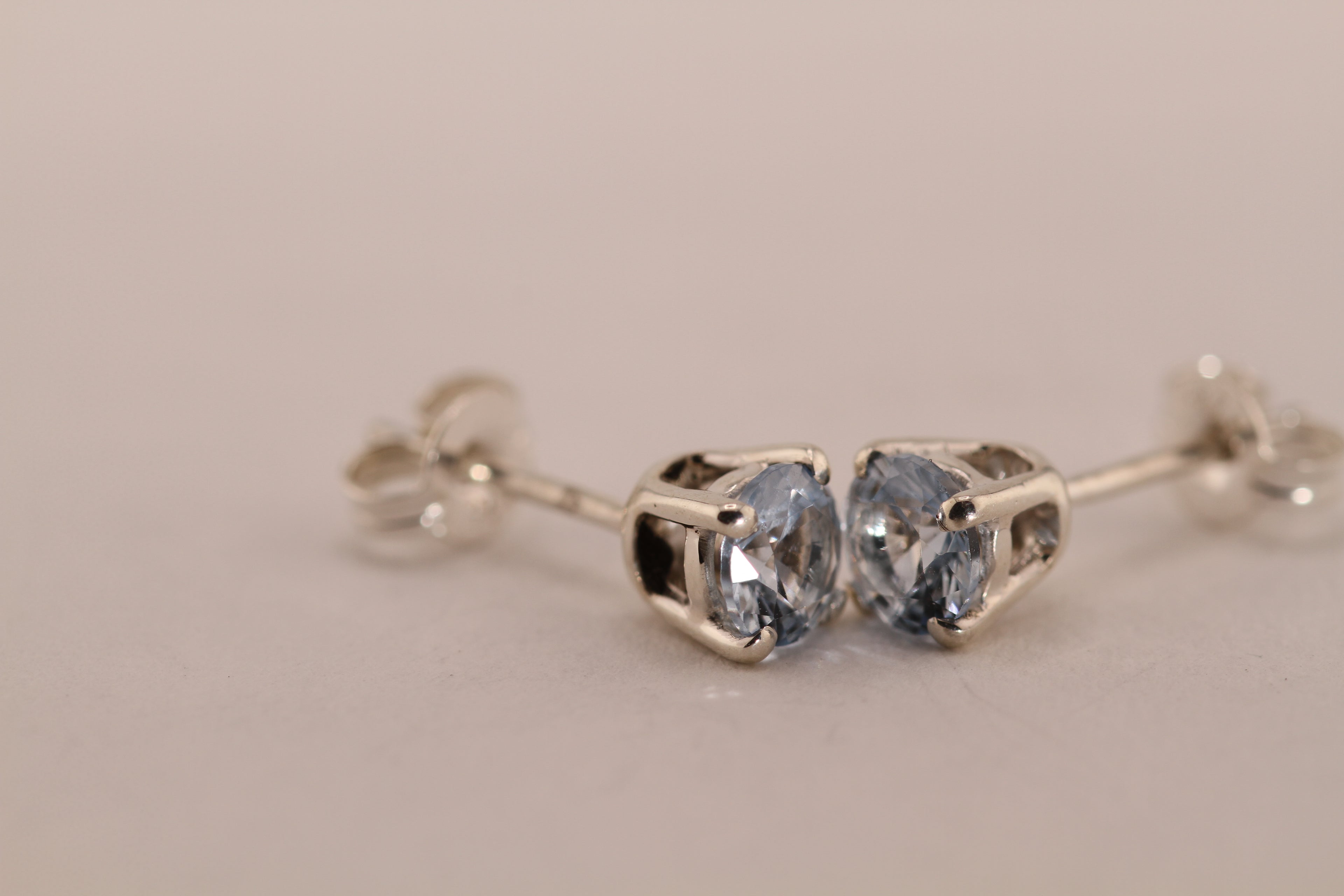 Sterling Silver with Aquamarine stud earrings