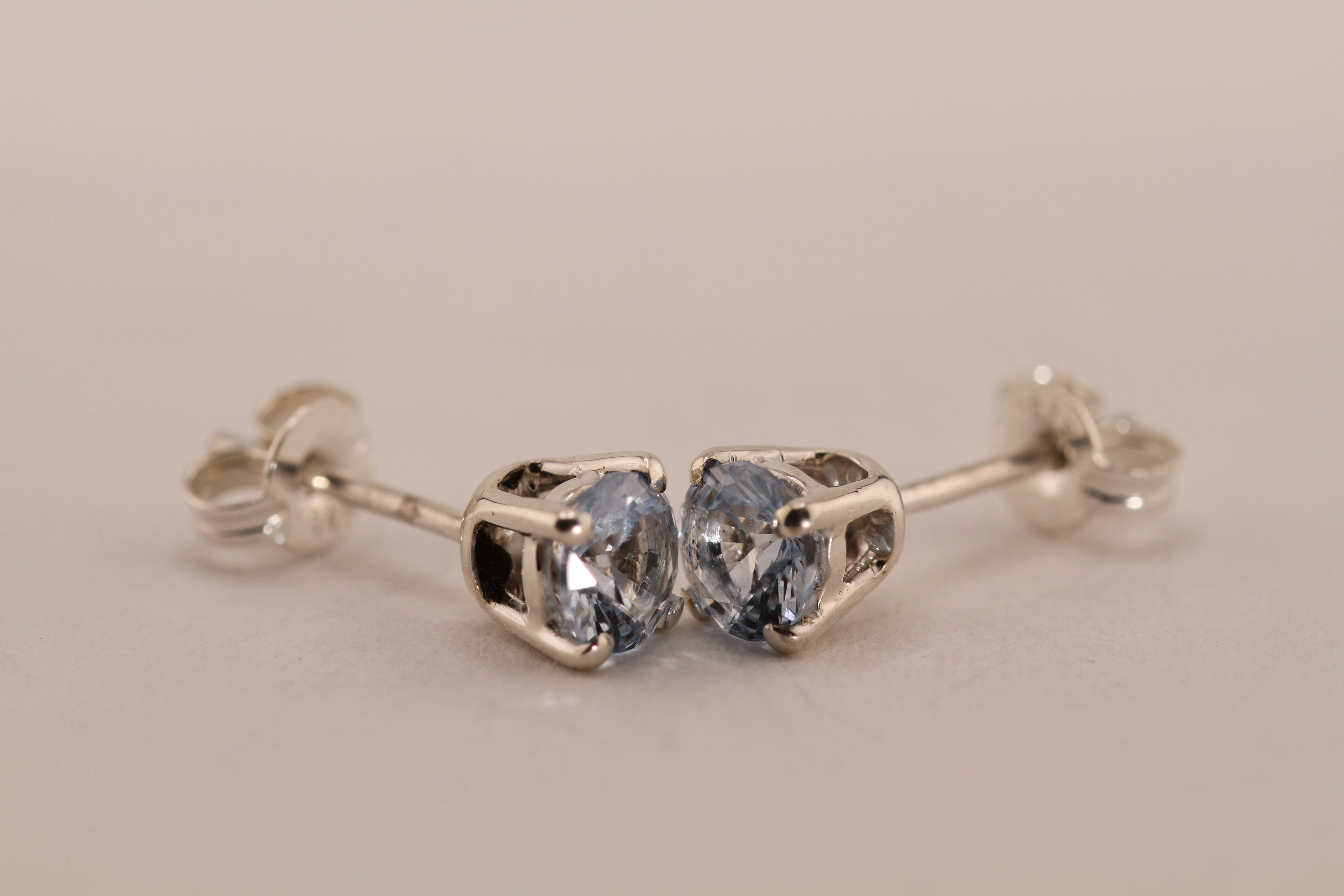 Sterling Silver with Aquamarine stud earrings