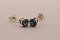 Sterling Silver stud earrings with London Blue Topaz
