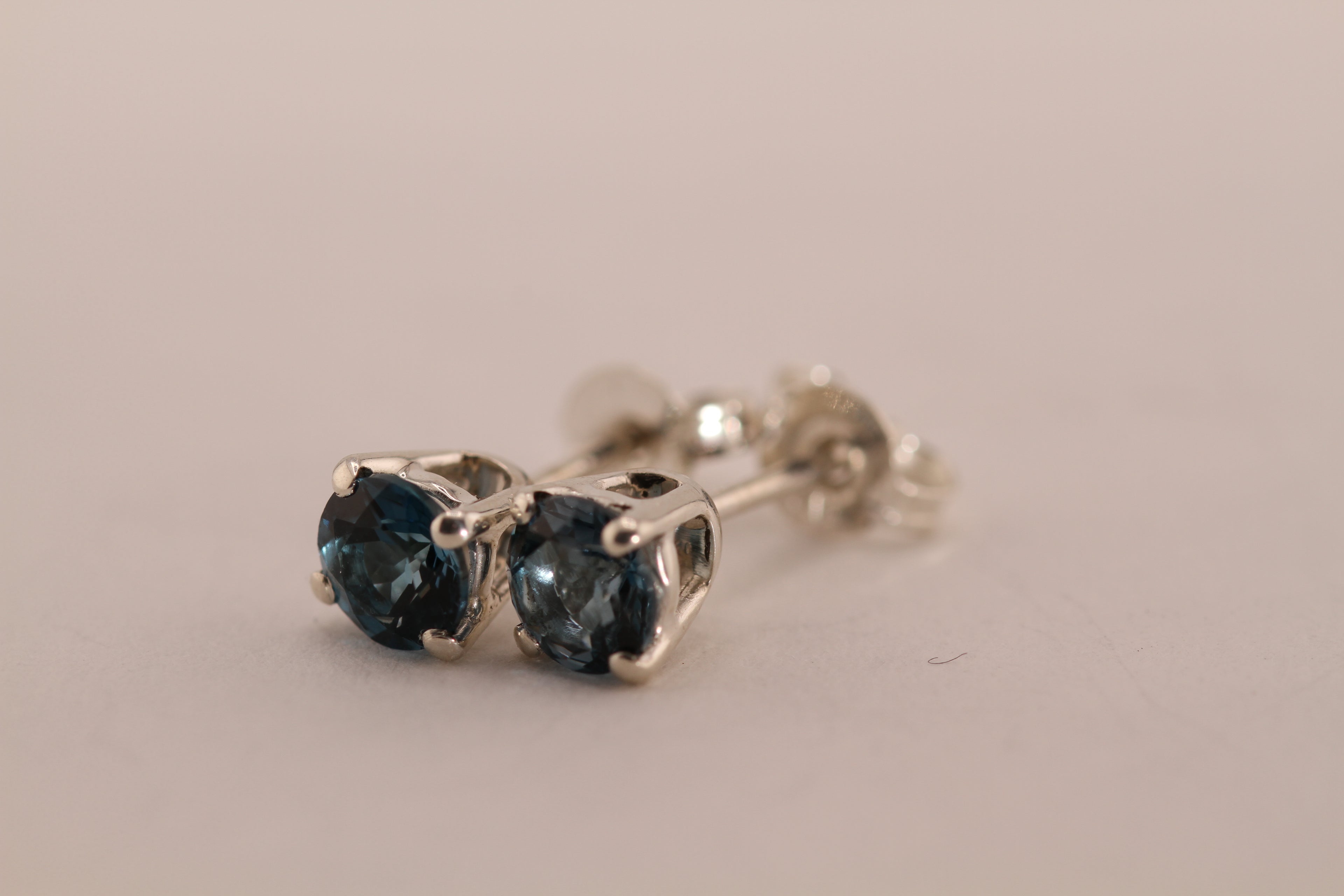 Sterling Silver stud earrings with London Blue Topaz