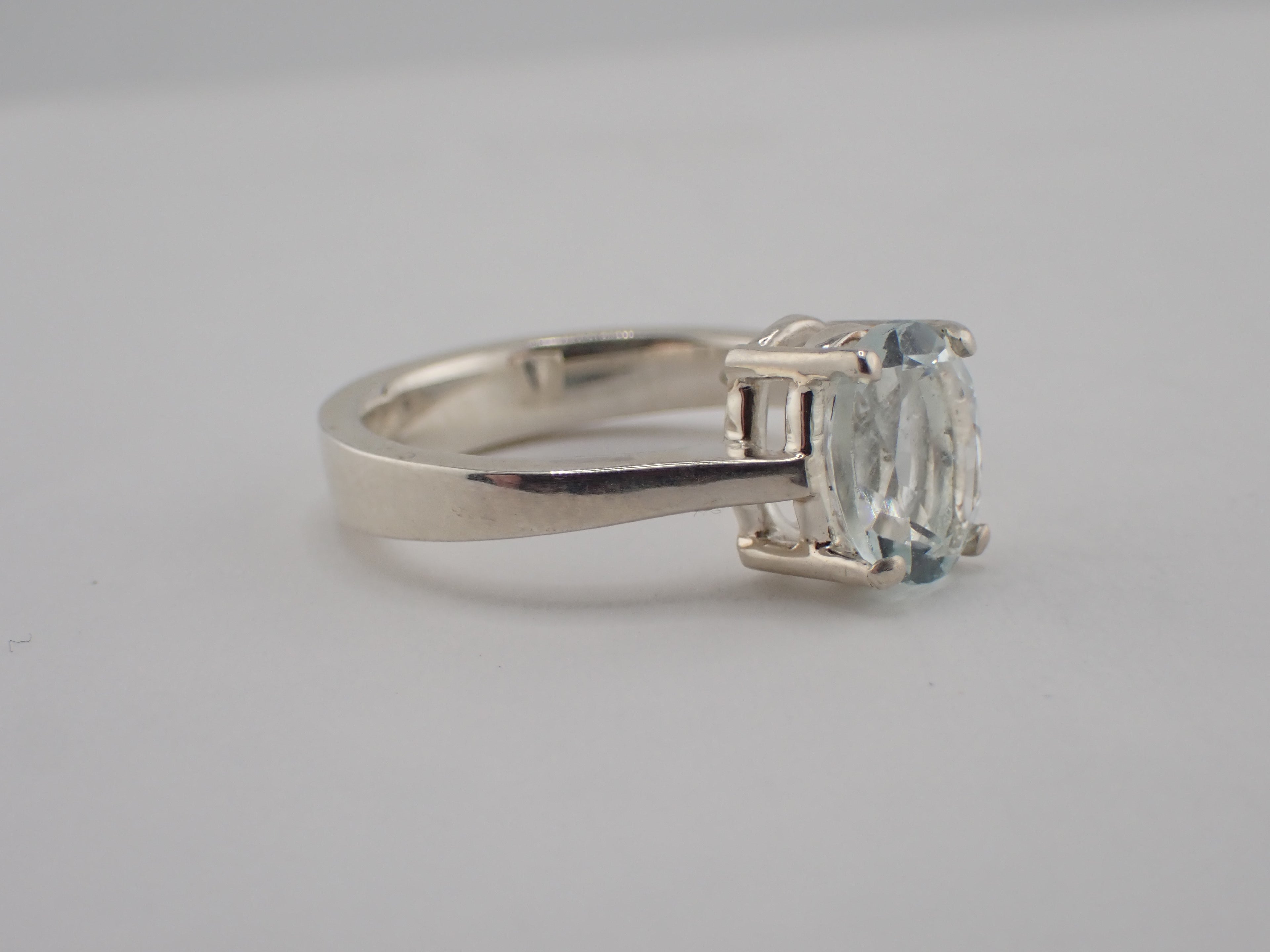 Sterling Silver Ring with Claw set Aquamarine