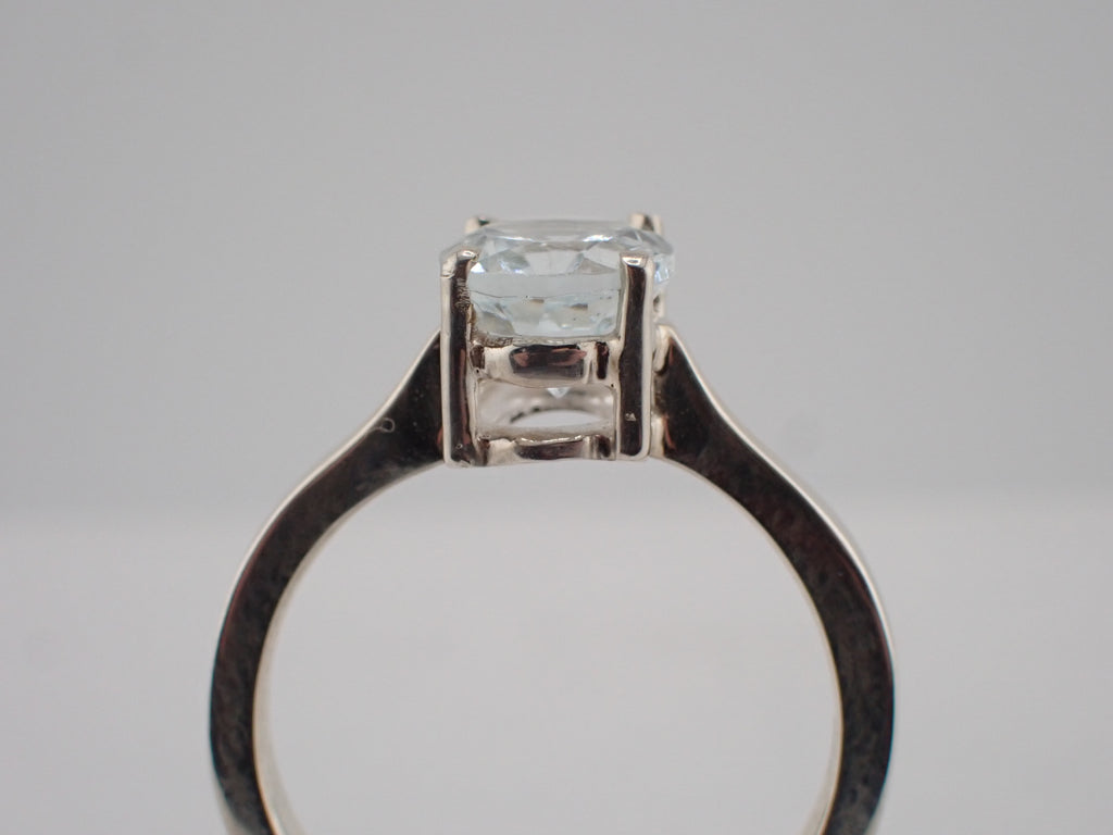 Sterling Silver Ring with Claw set Aquamarine