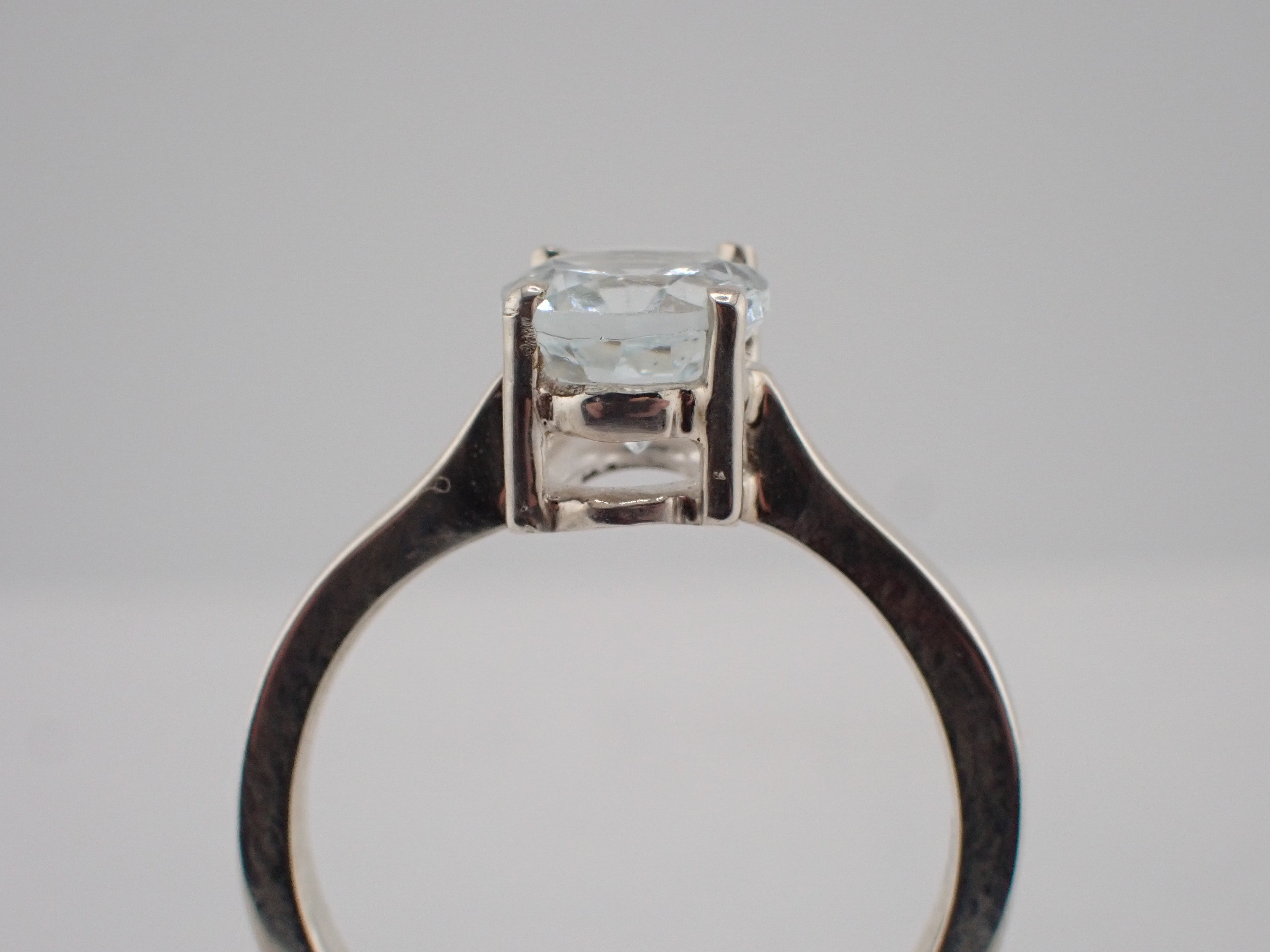 Sterling Silver Ring with Claw set Aquamarine