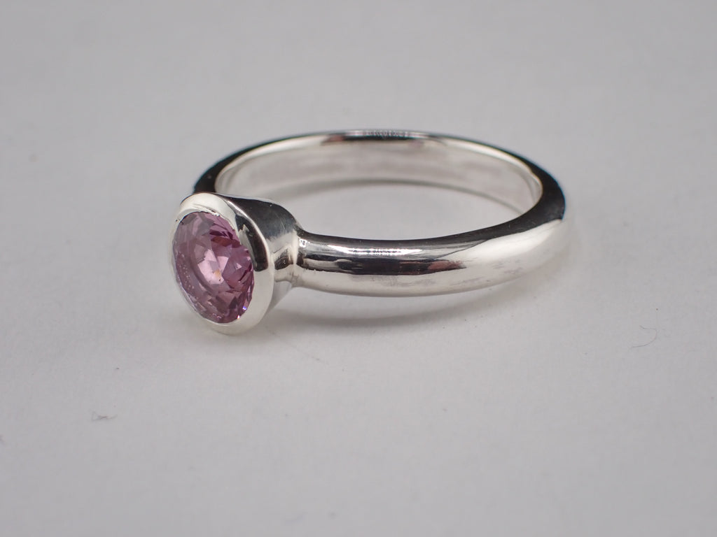 Kunzite and Silver Solitaire Ring