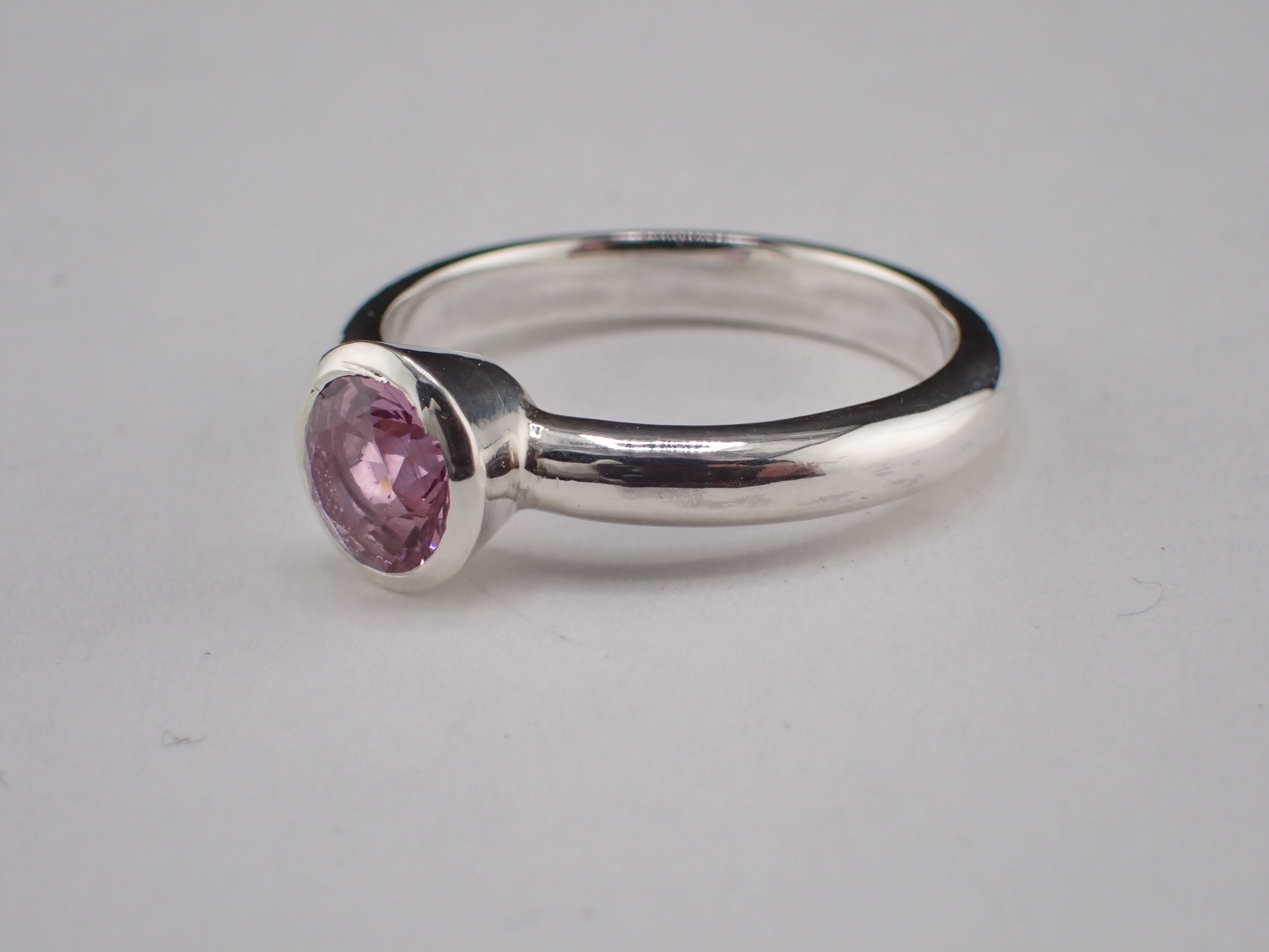 Kunzite and Silver Solitaire Ring