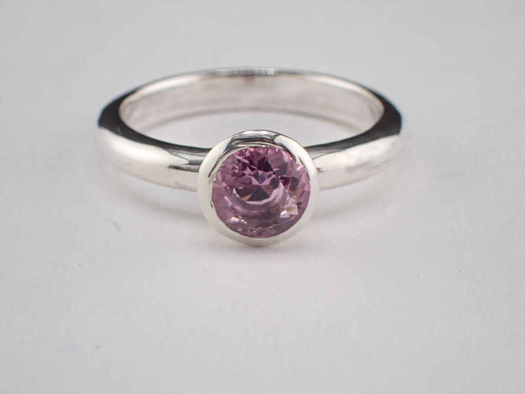 Kunzite and Silver Solitaire Ring