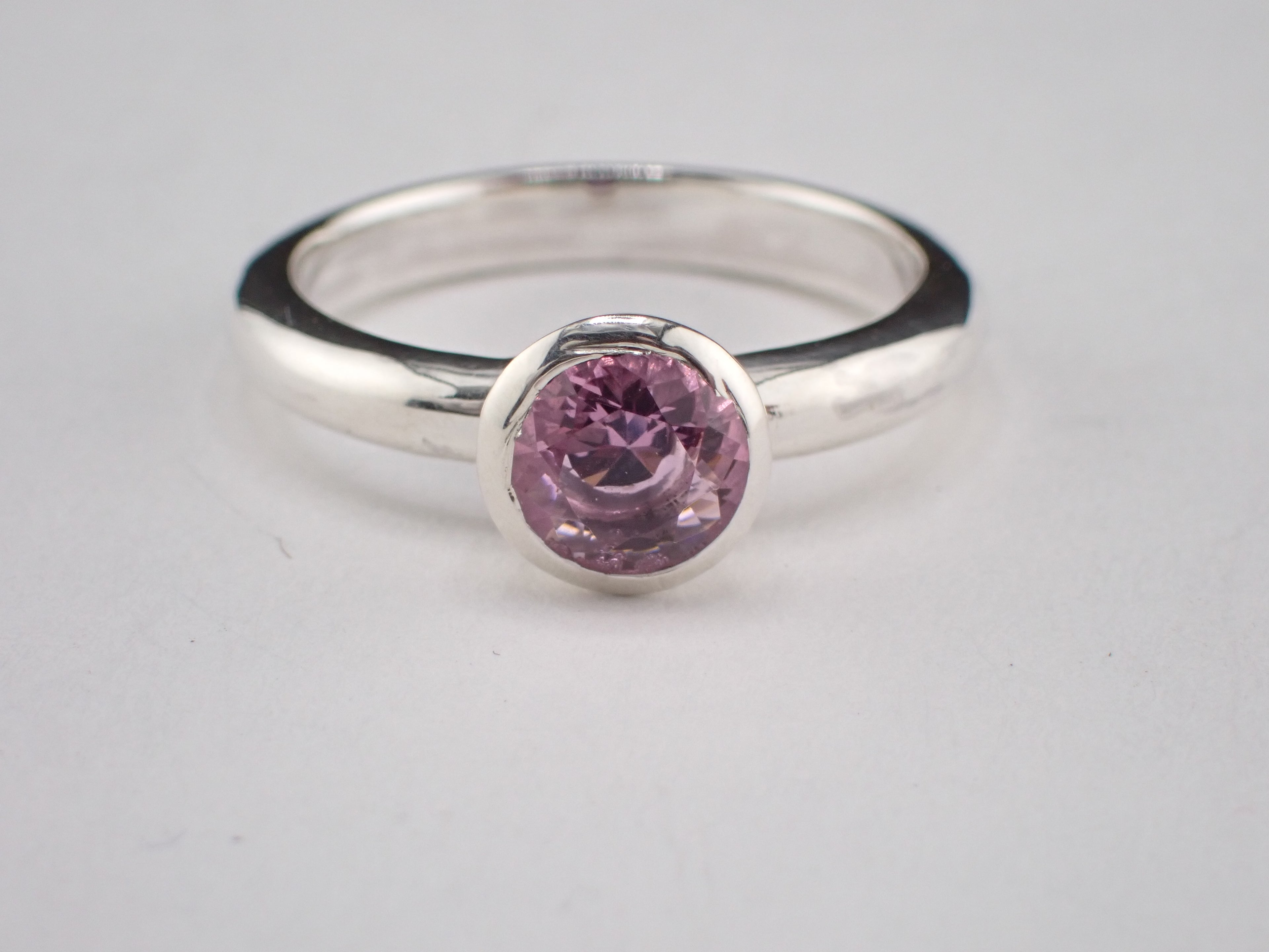 Kunzite and Silver Solitaire Ring