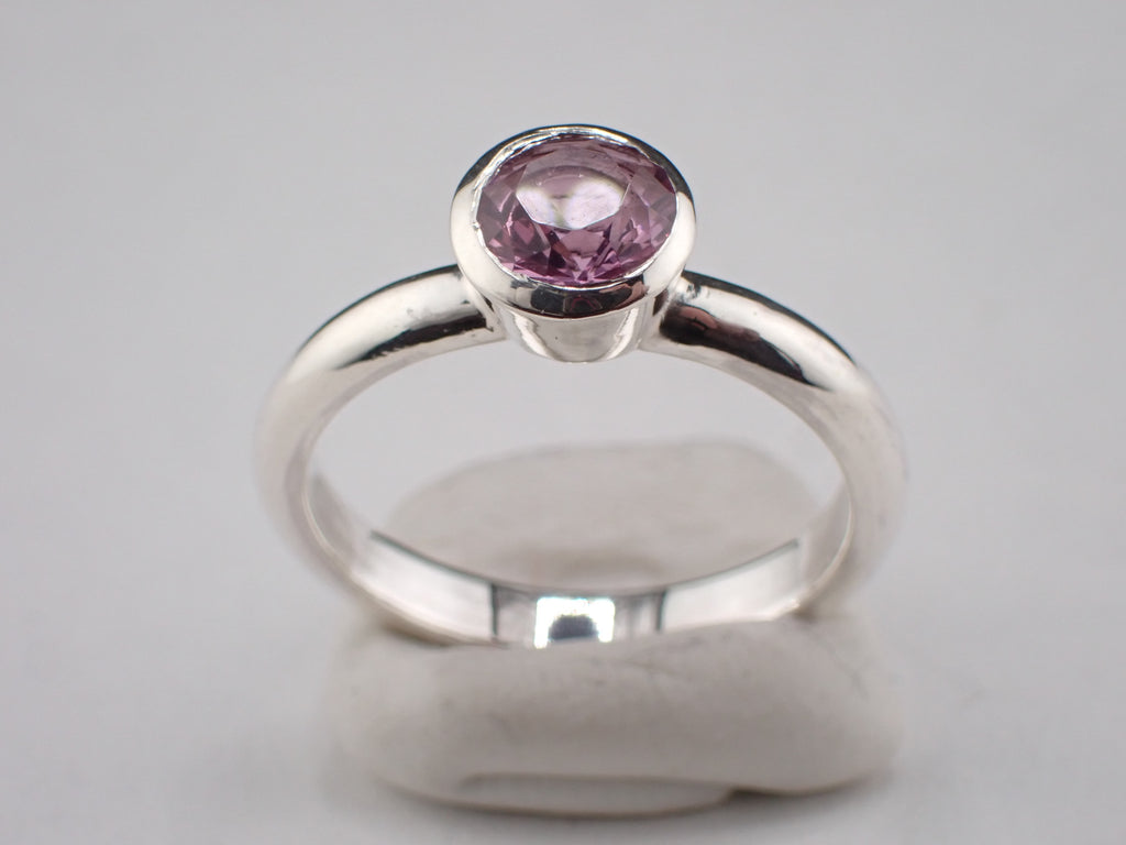 Kunzite and Silver Solitaire Ring