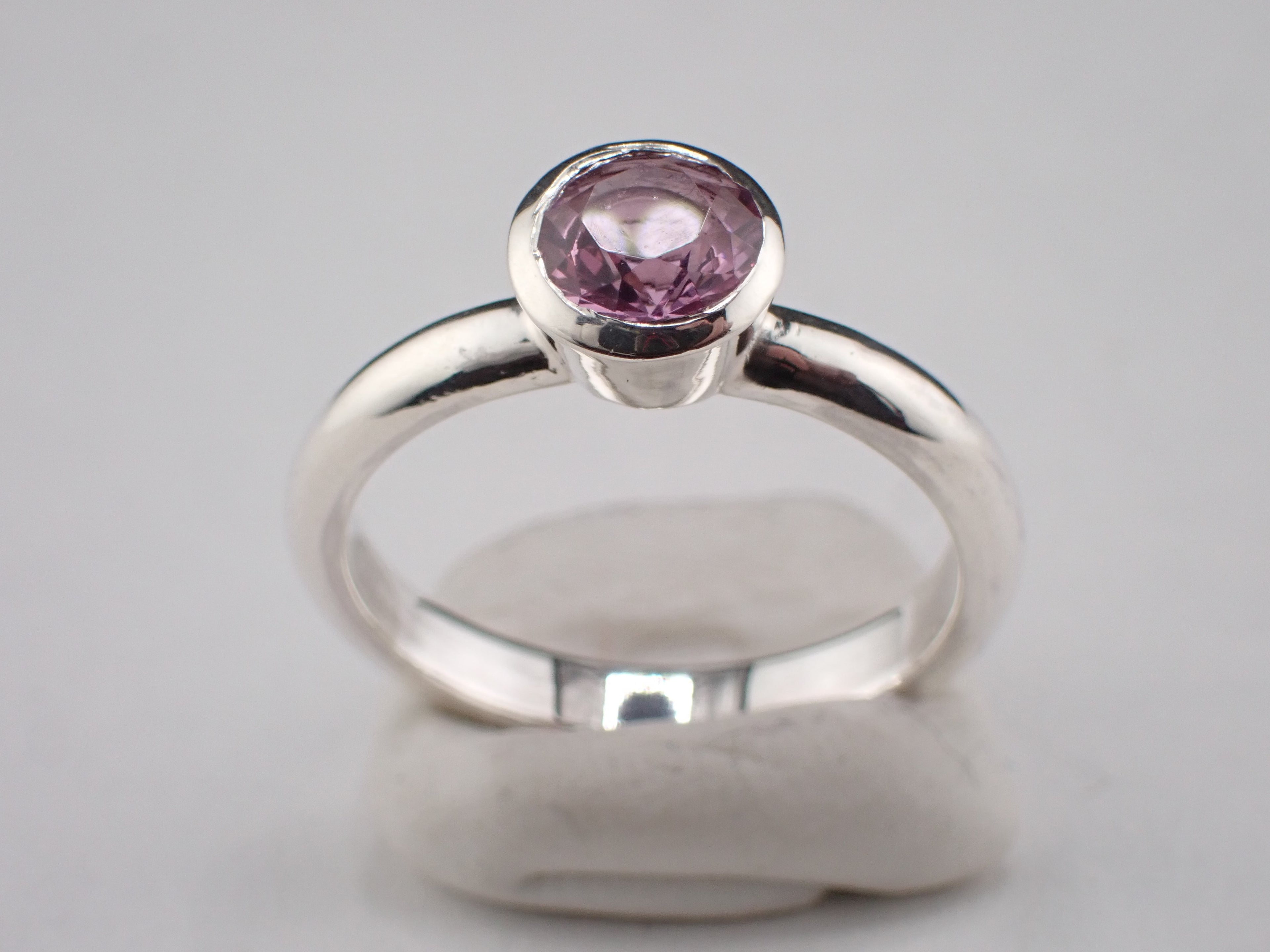 Kunzite and Silver Solitaire Ring