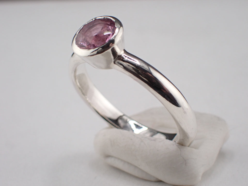 Kunzite and Silver Solitaire Ring