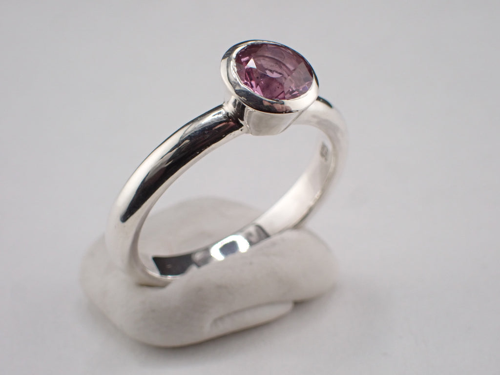 Kunzite and Silver Solitaire Ring