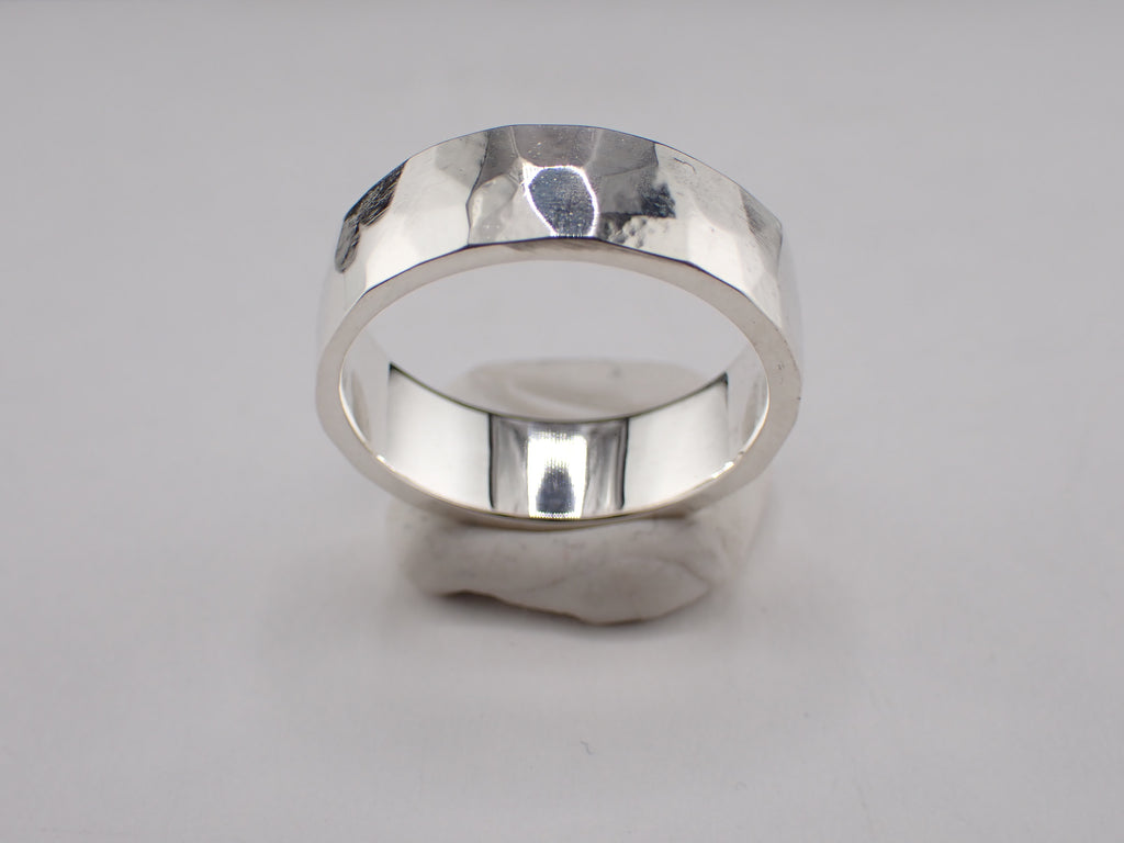 Hammer finish Sterling Silver ring size R