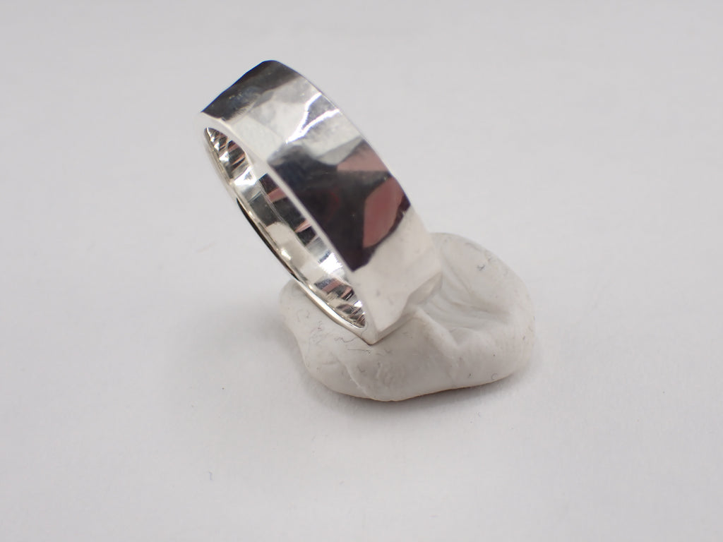 Hammer finish Sterling Silver ring size R