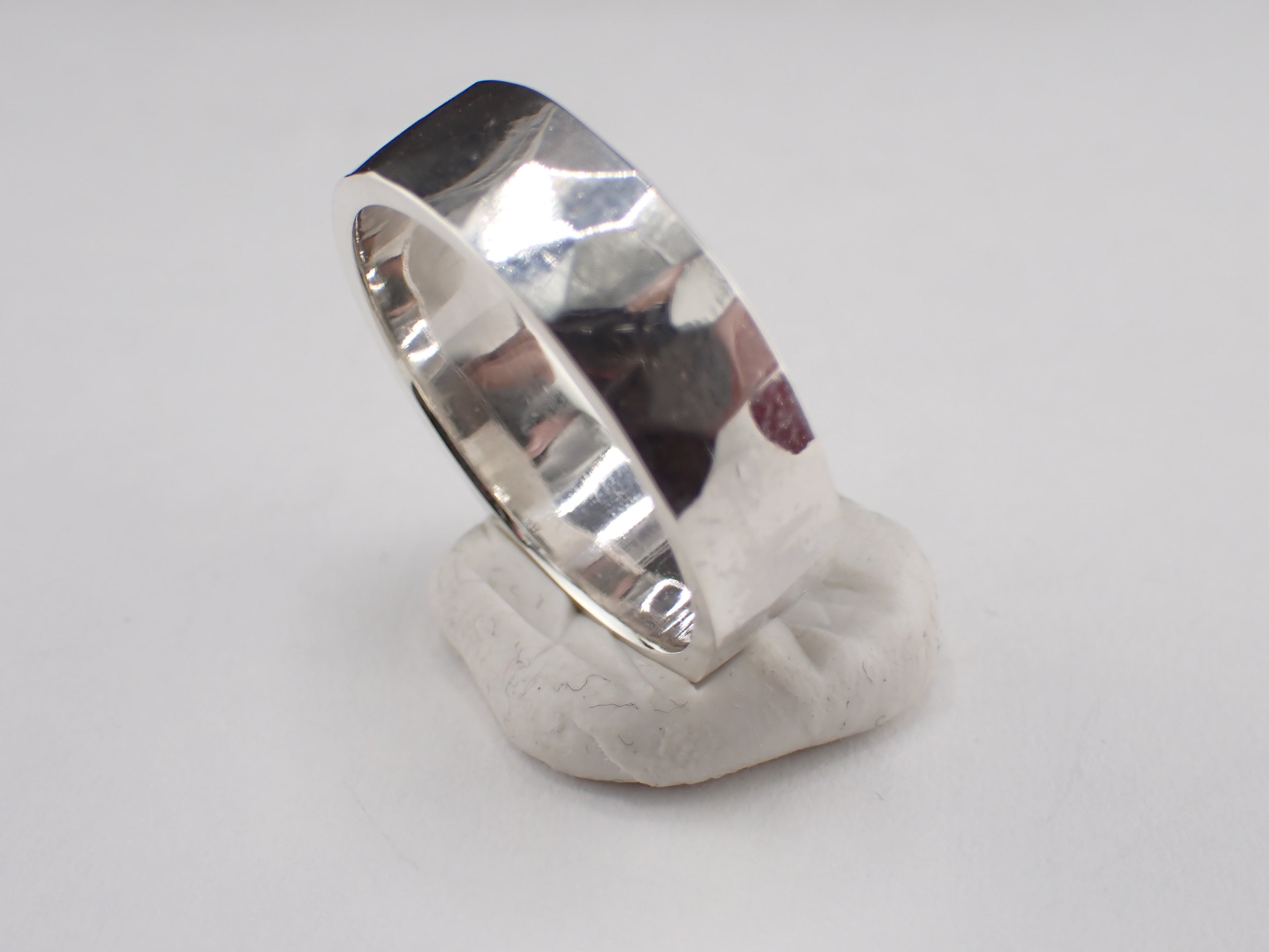 Hammer finish Sterling Silver Ring Size W+