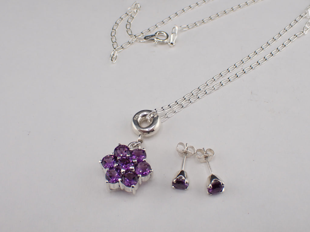 Amethyst Pendant and Earring Set