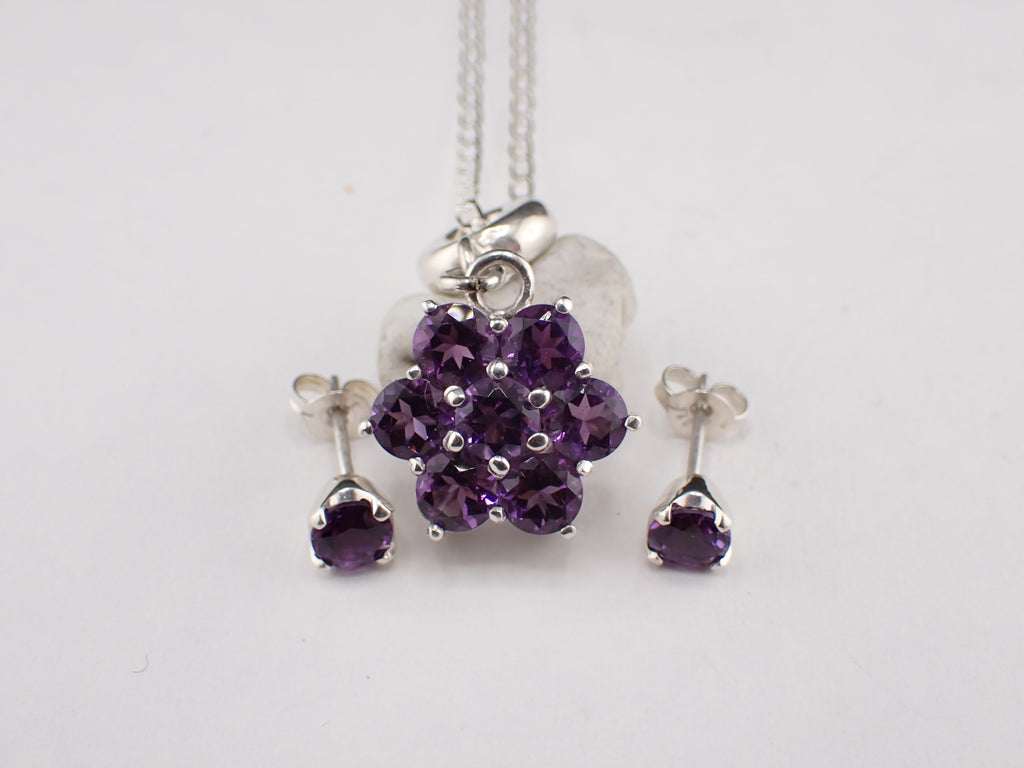 Amethyst Pendant and Earring Set