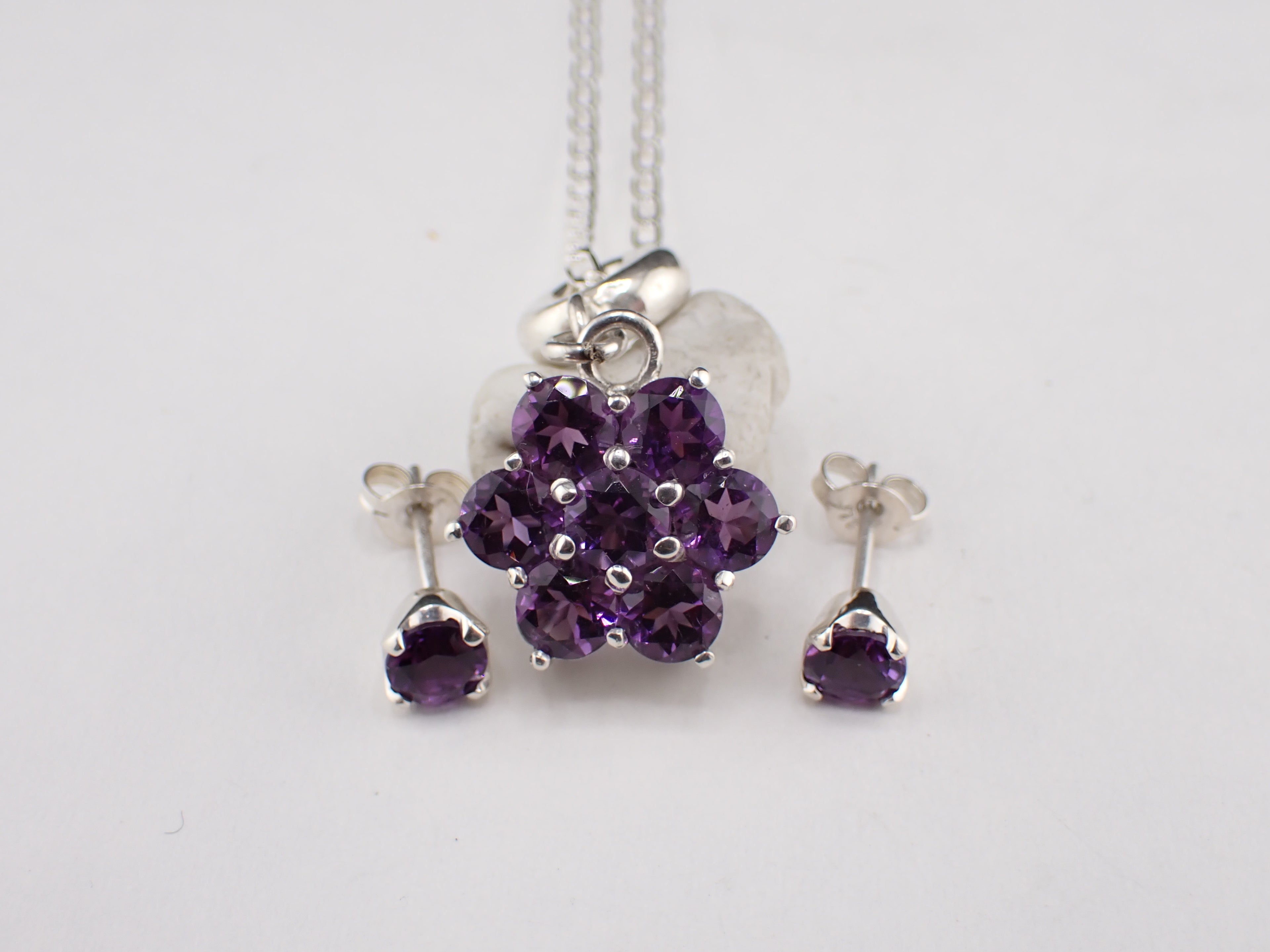 Amethyst Pendant and Earring Set