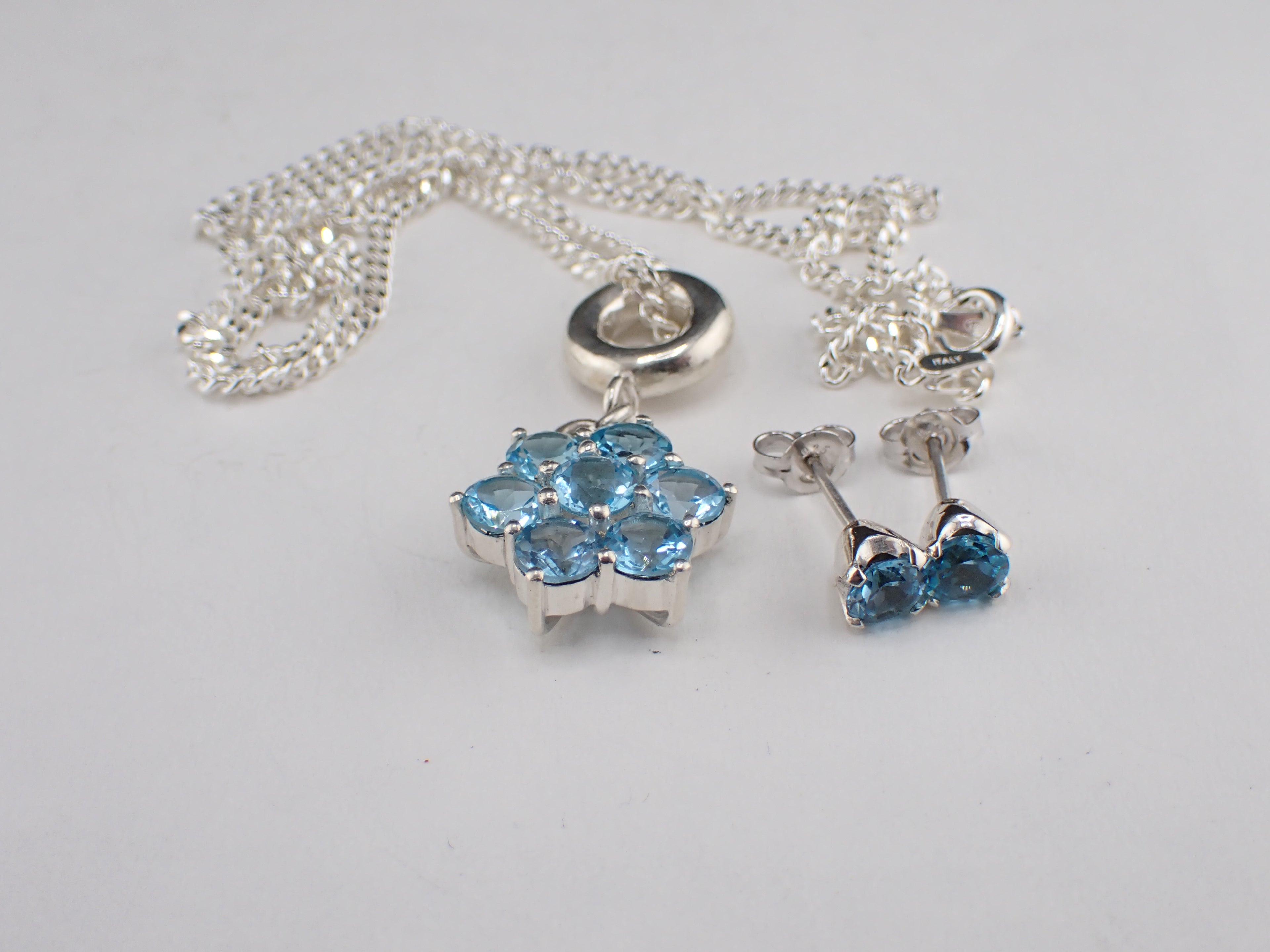 Swiss Blue Topaz Pendant and Earring set