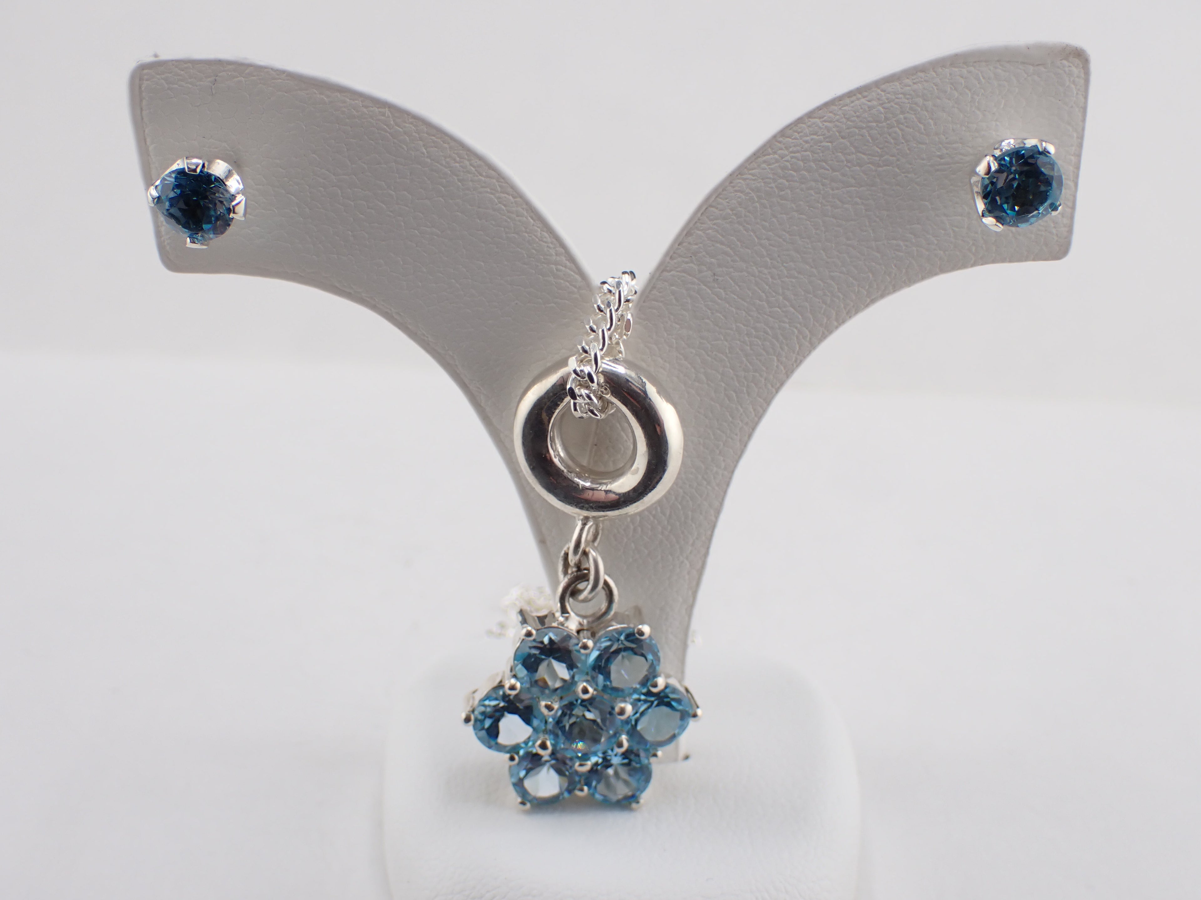 Swiss Blue Topaz Pendant and Earring set